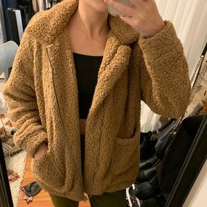 Shearling teddy oversized zip up coat